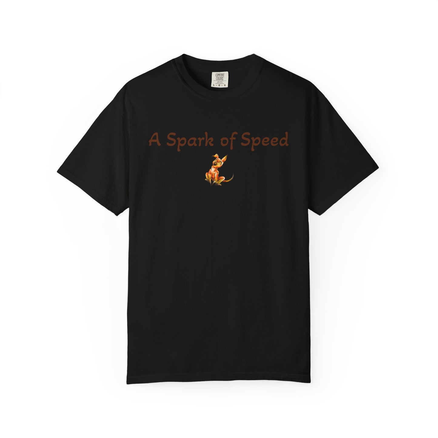 Caenin Shirt – A Spark of Speed – Chibi Orange Dog – Warm Fantasy Dog – Dog Lover Gift- T-Shirt
