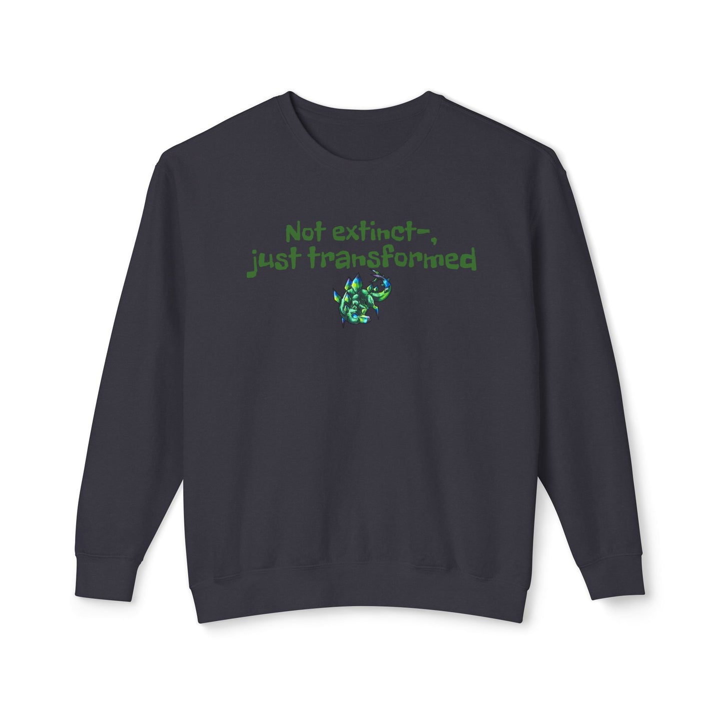 Chibi Arith the Stegosaurus-Not extinct, transformed- Chibi Dinosaur Art- Prehistoric Creature - Unisex Crewneck