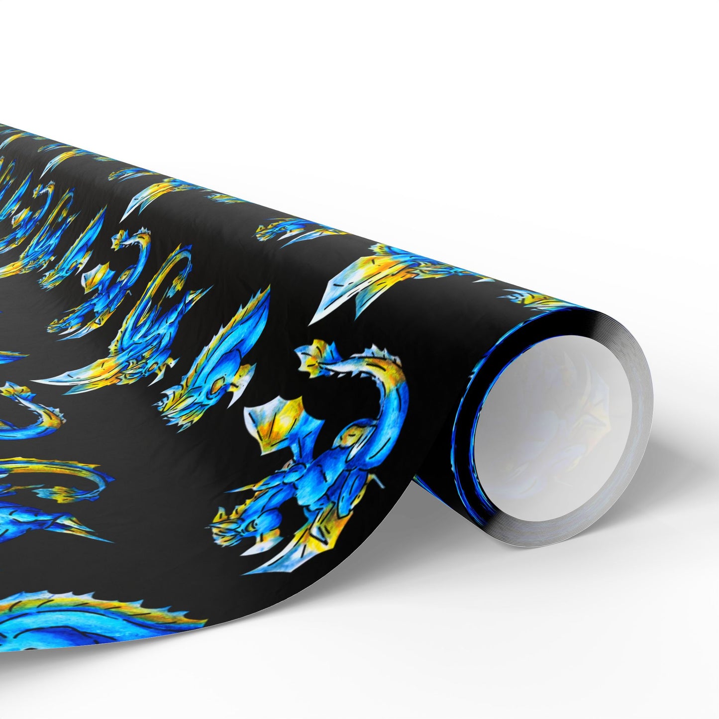Chibi Summer Dragon- Pattern- Summer Fantasy- Sunlit Tide Dragon- Wrapping Paper