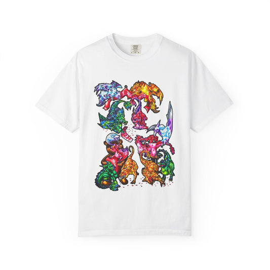 Valentine Cuties- Dinosaur Grouping – Fantasy Animal Art – Valentine's Day Art – Mythical Creature Decor – Valentine Lover Gift- Shirt