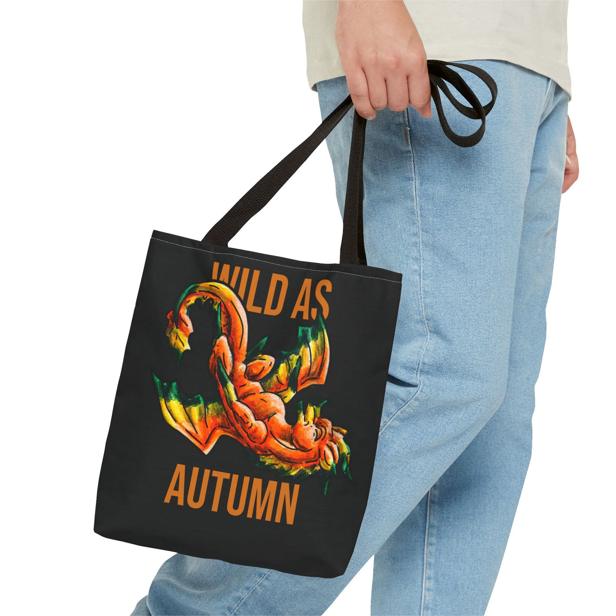 Chibi Fall Dragon- Autumn Fantasy- Two-Toned Tote Bag