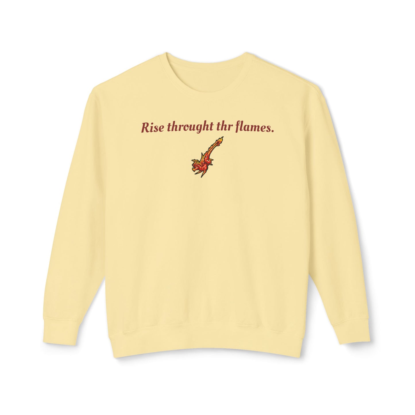 Chibi Fire Dragon- Rise- Elemental- Fantasy Dragon- Crewneck