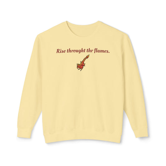Chibi Fire Dragon- Rise- Elemental- Fantasy Dragon- Crewneck