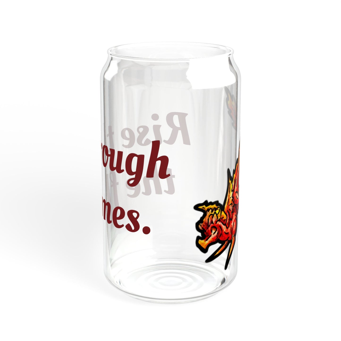 Chibi Fire Dragon- Rise- Elemental- Fantasy Dragon- Glass tumbler 16oz