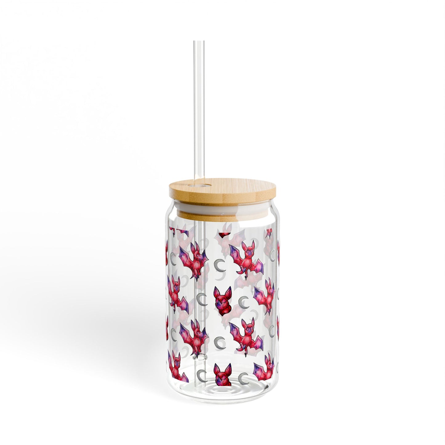 Minis Myra the Bat Pattern Sipper Glass, 16oz
