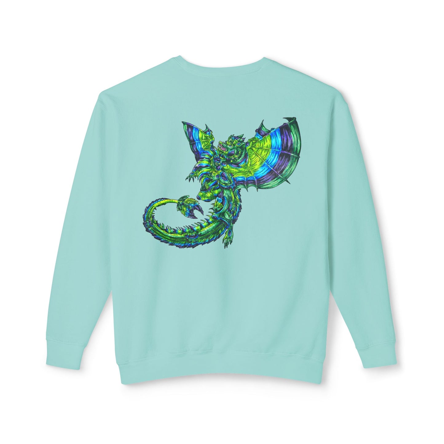 Arlith- Emerald Dragon – Aggressive Green Fantasy Dragon Art – Warning: Grumpy & Aggressive Crewneck – Mythical Creature– Dragon Lover Gift Unisex Crewneck