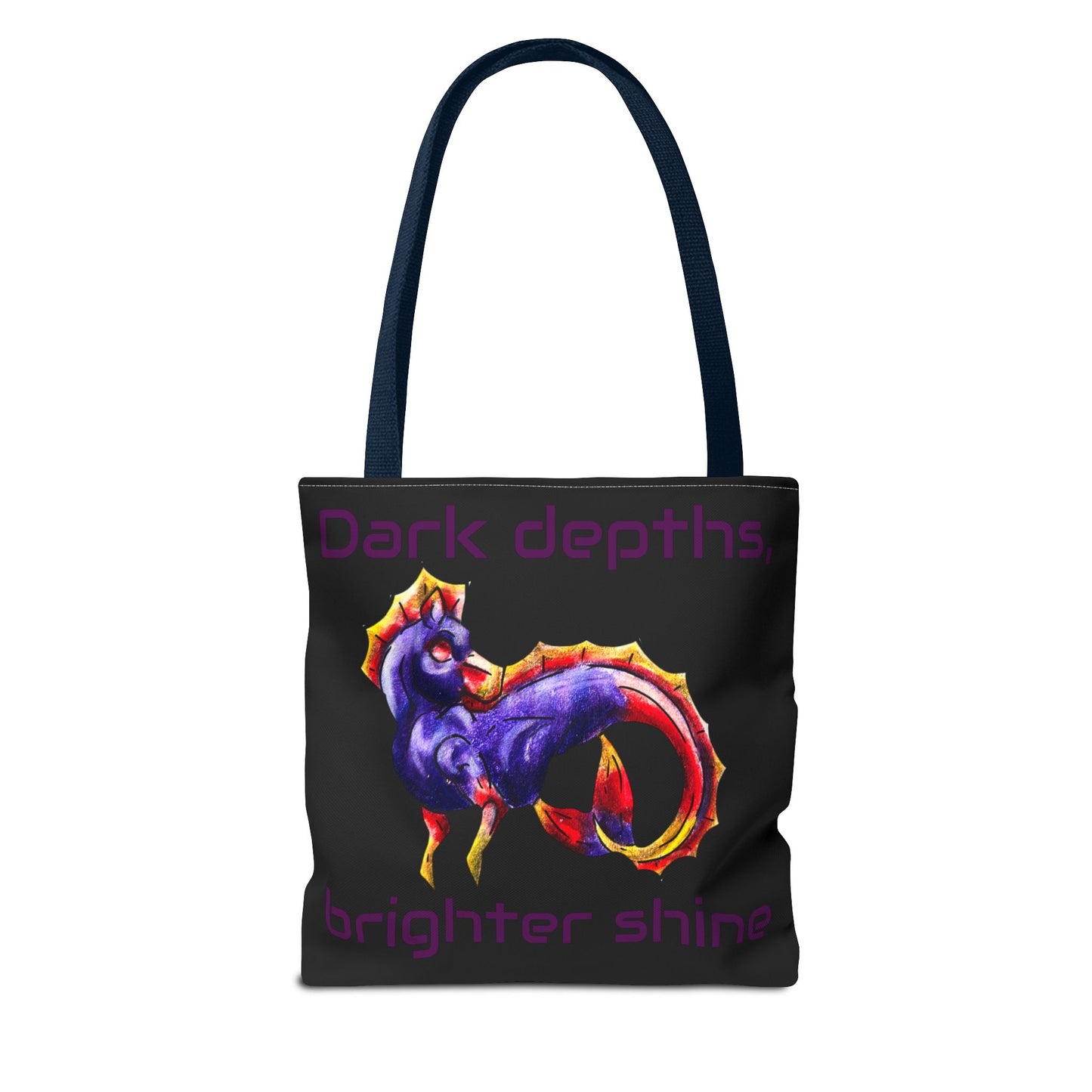 Chibi Sunset Hippocampus- Vibrant Ocean Fantasy Art- Marine Fantasy Illustration- Fantasy Ocean Art- Double-sided Tote Bag