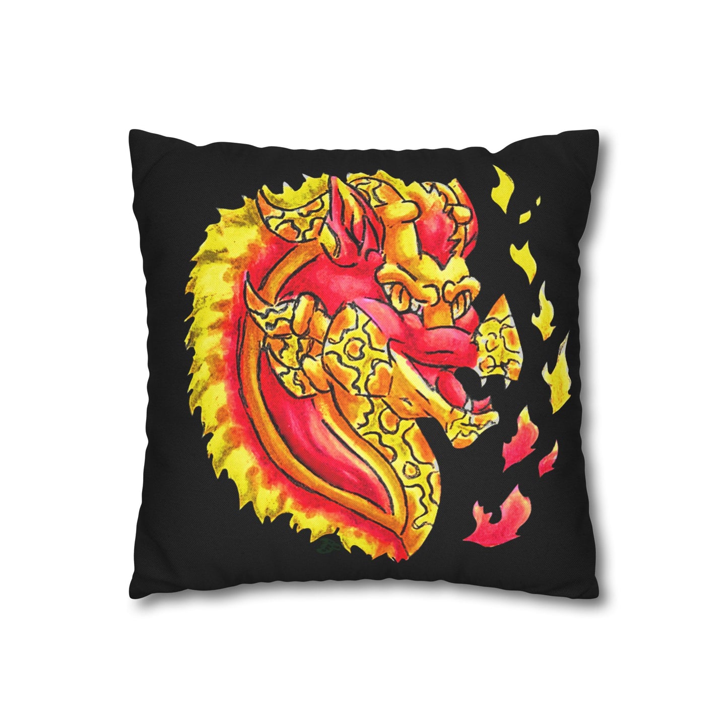 Fire Dragon Head Spun Polyester Square Pillowcase