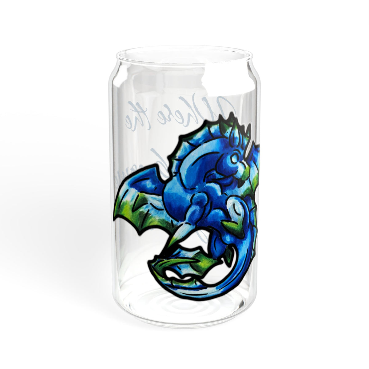 Chibi Water Dragon Art- Elemental- Aquatic Fantasy Creature- Glass Tumbler, 16oz