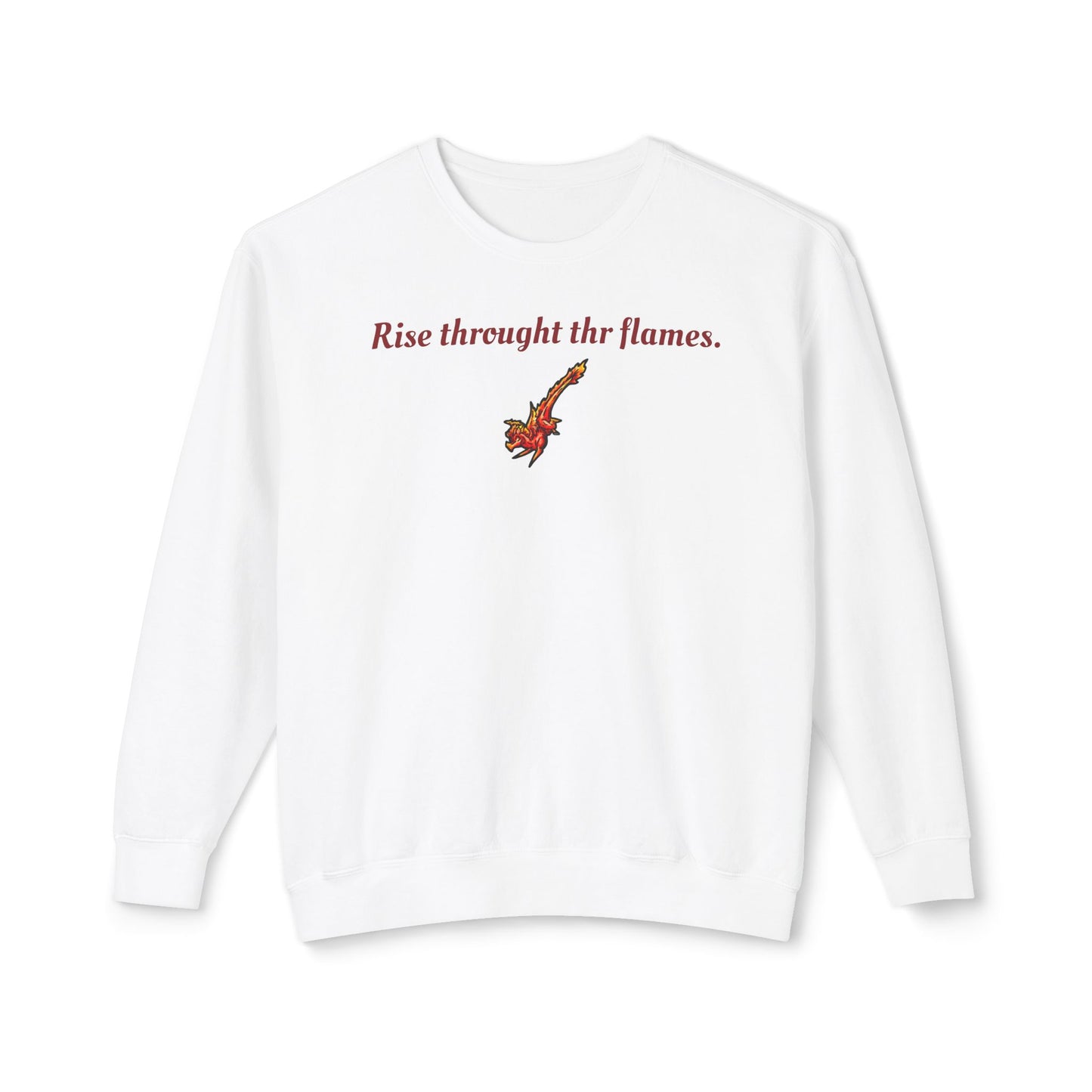 Chibi Fire Dragon- Rise- Elemental- Fantasy Dragon- Crewneck