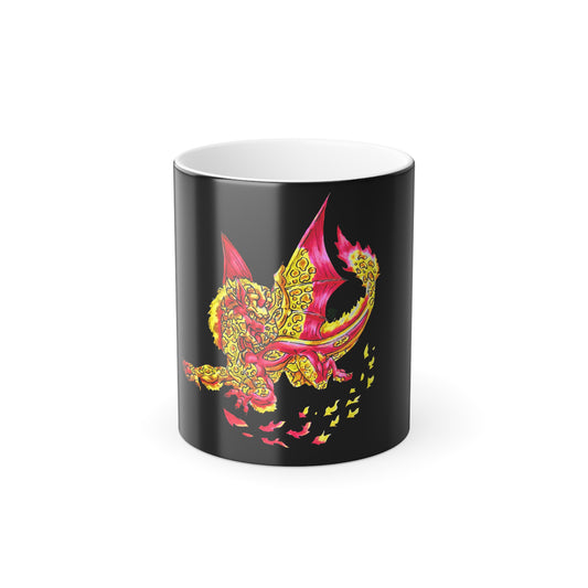 Cutesy Fire Dragon Fly Color Morphing Mug, 11oz