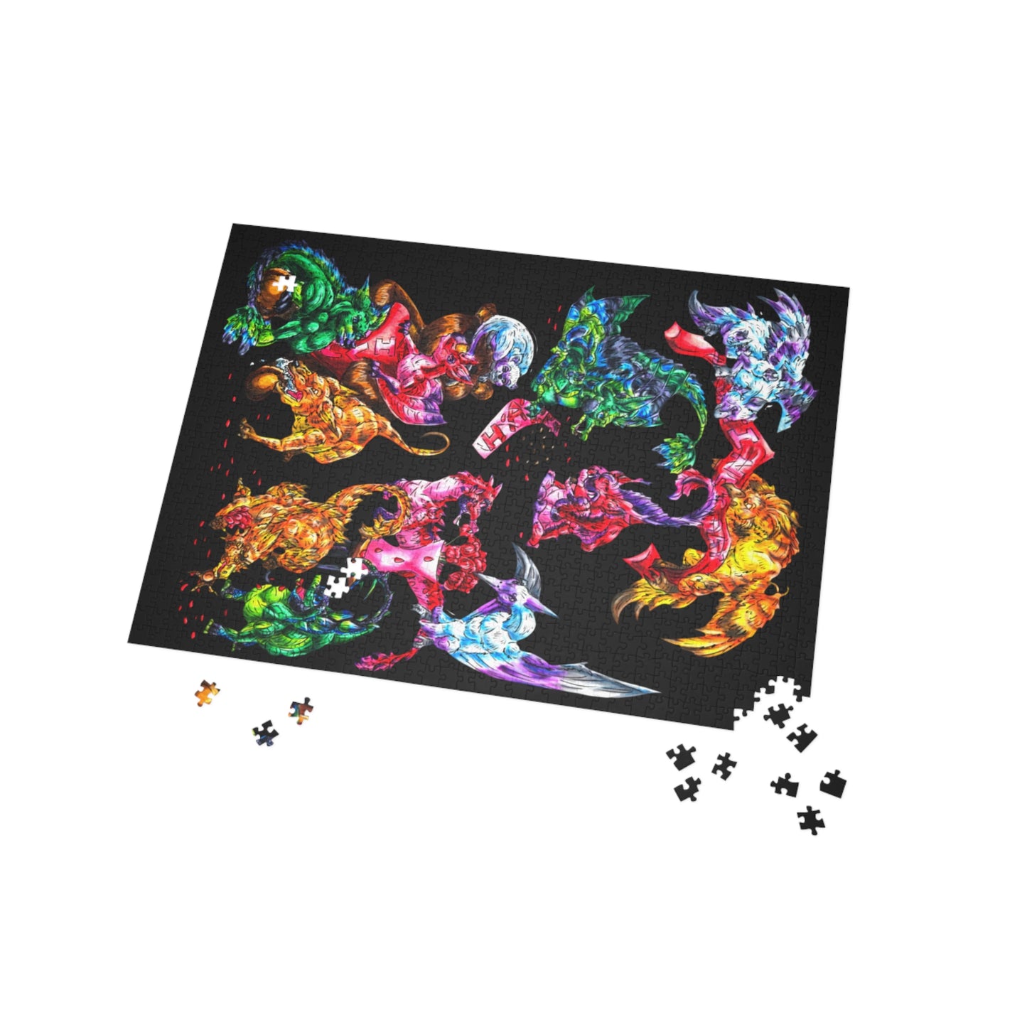 Valentine Cuties- Animal Groupings – Fantasy Animal Art – Valentine's Day Art – Mythical Creature Decor – Valentine Lover Gift- Puzzle