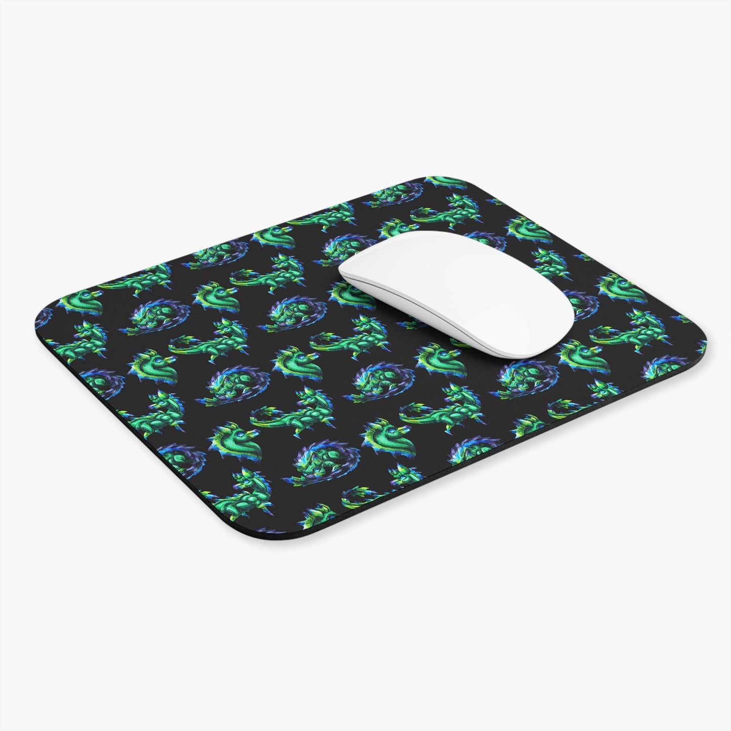 Chibi Arlathia the Hedgehog- Pattern- Green Creature Drawing - Cute Animal Illustration- Mousepad