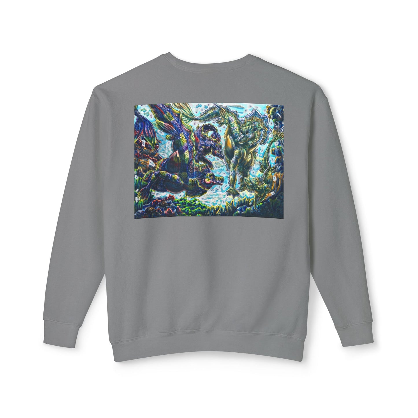 Dual Hippocampus – Dual Ocean Fantasy Art – Hippocampus Pair- Unisex Crewneck