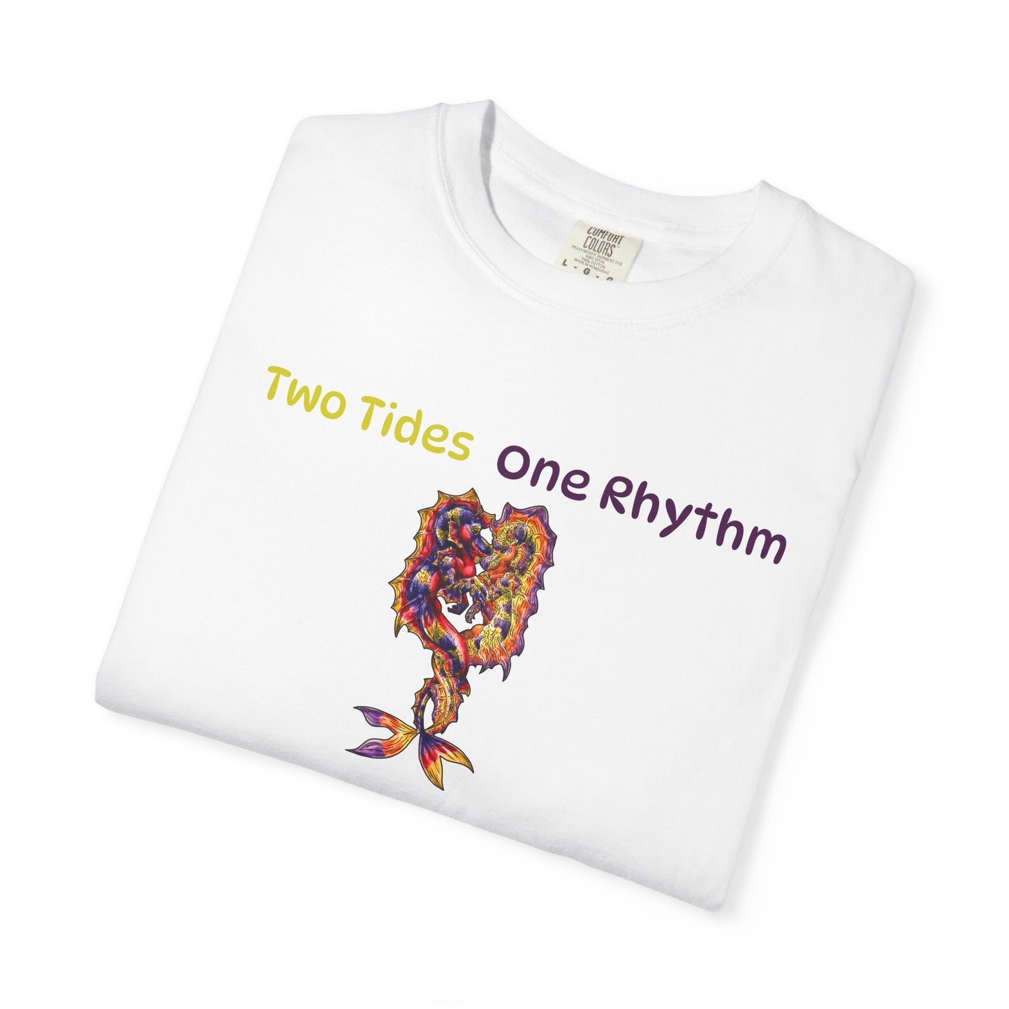 Dual Hippocampus – Two Rhythms- Dual Ocean Fantasy Art – Hippocampus Pair- T Shirt