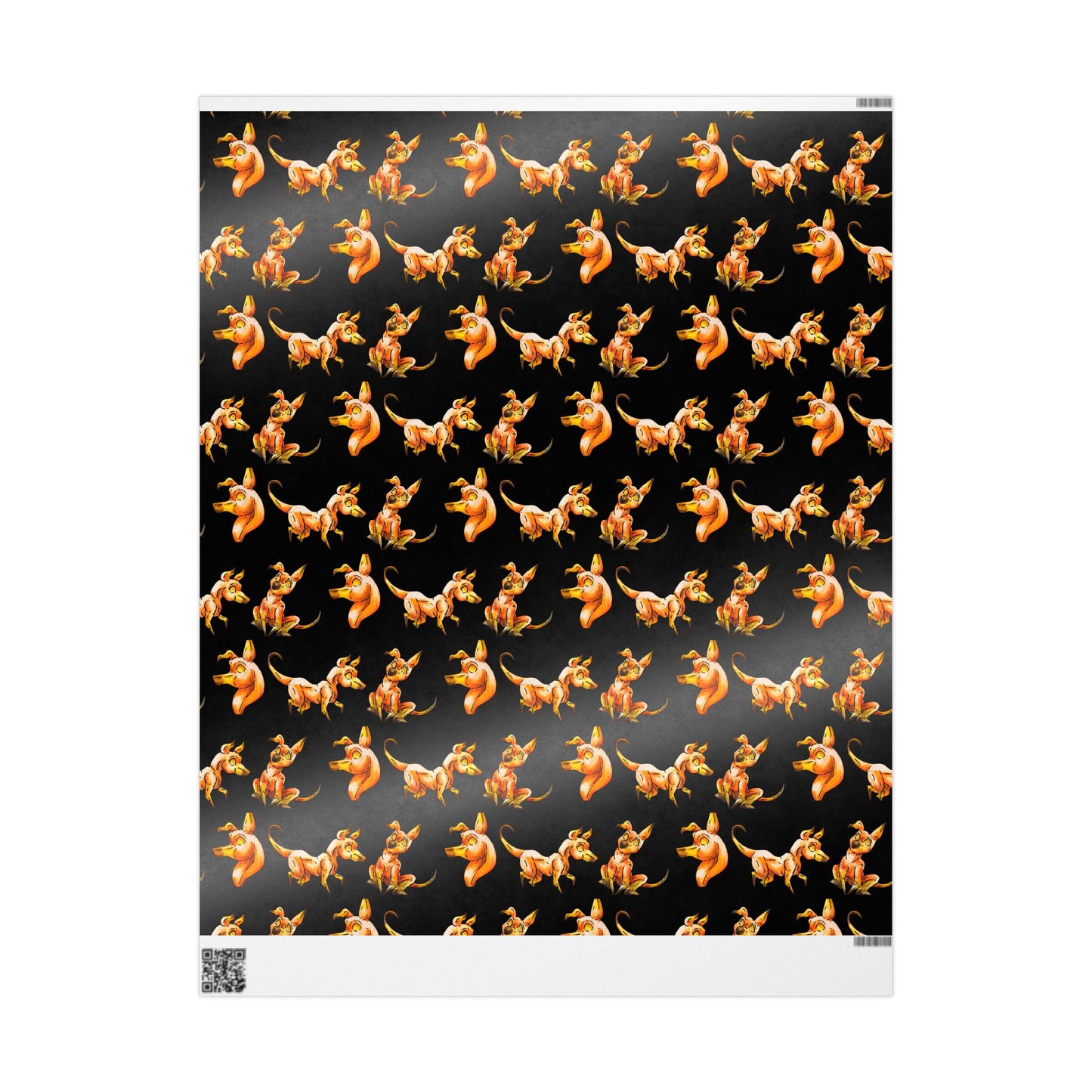 Caenin Pattern- Chibi Orange Dog – Warm Fantasy Dog Art – Pattern Gift Wrap Sheets