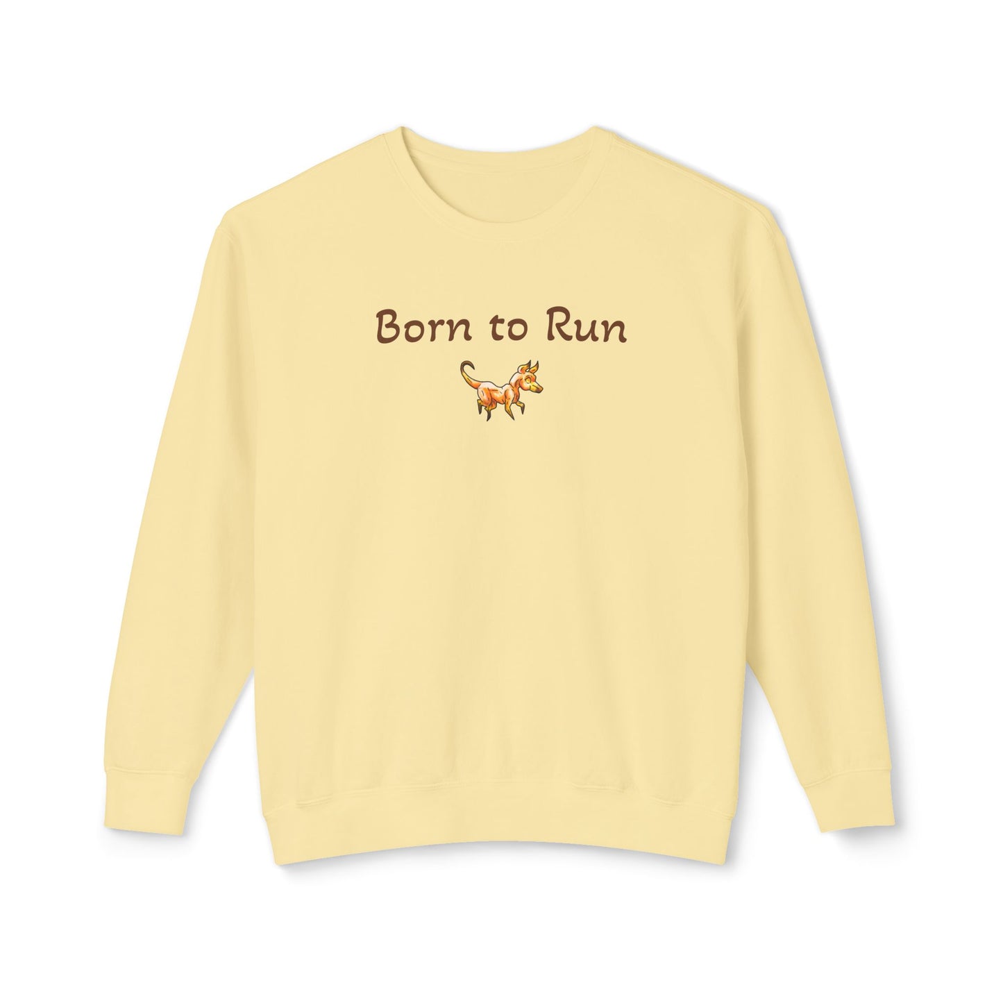 Caenin Shirt – Born to Run – Chibi Orange Dog – Warm Fantasy Dog – Dog Lover Gift - Unisex Crewneck