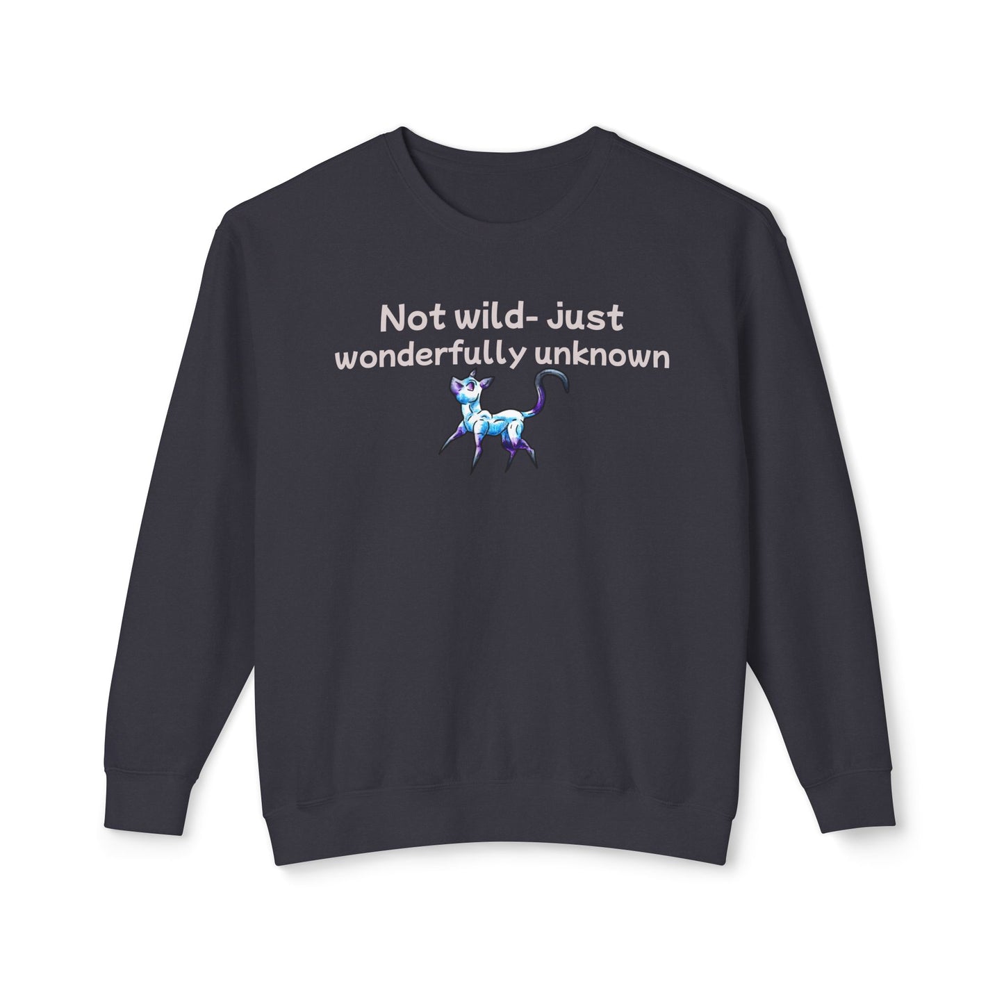 Chibi Slictine the Cat- Not Wild- Fantasy Cat- Cute Creature Art- Nature Animal-Unisex Crewneck