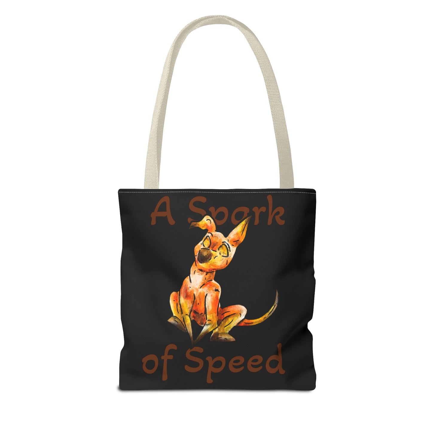 Caenin- Double-Sided Bag- Chibi Orange Dog – Warm Fantasy Dog Art – Fantasy Creature Decor – Dog Lover Gift– Tote Bag