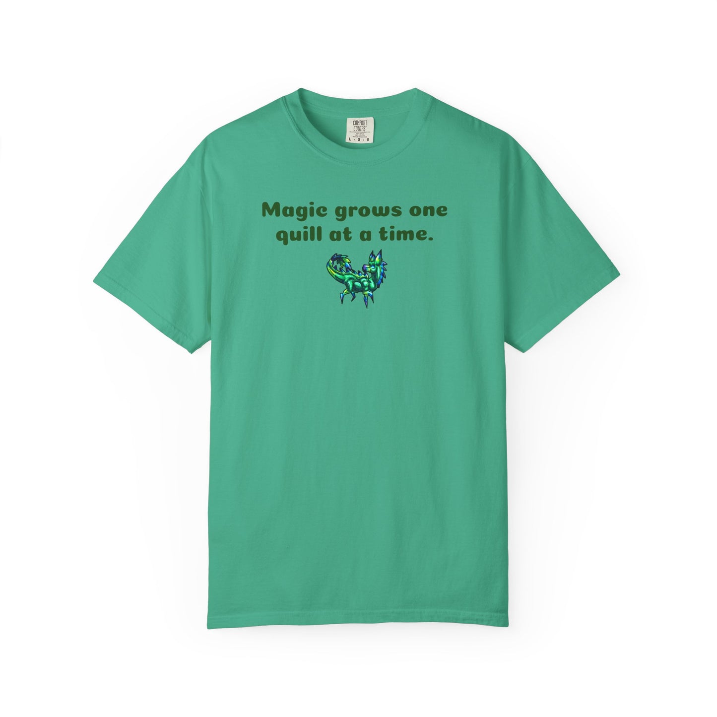 Chibi Arlathia the Hedgehog- Magic Quill- Green Creature Drawing - Cute Animal Illustration- T-shirt