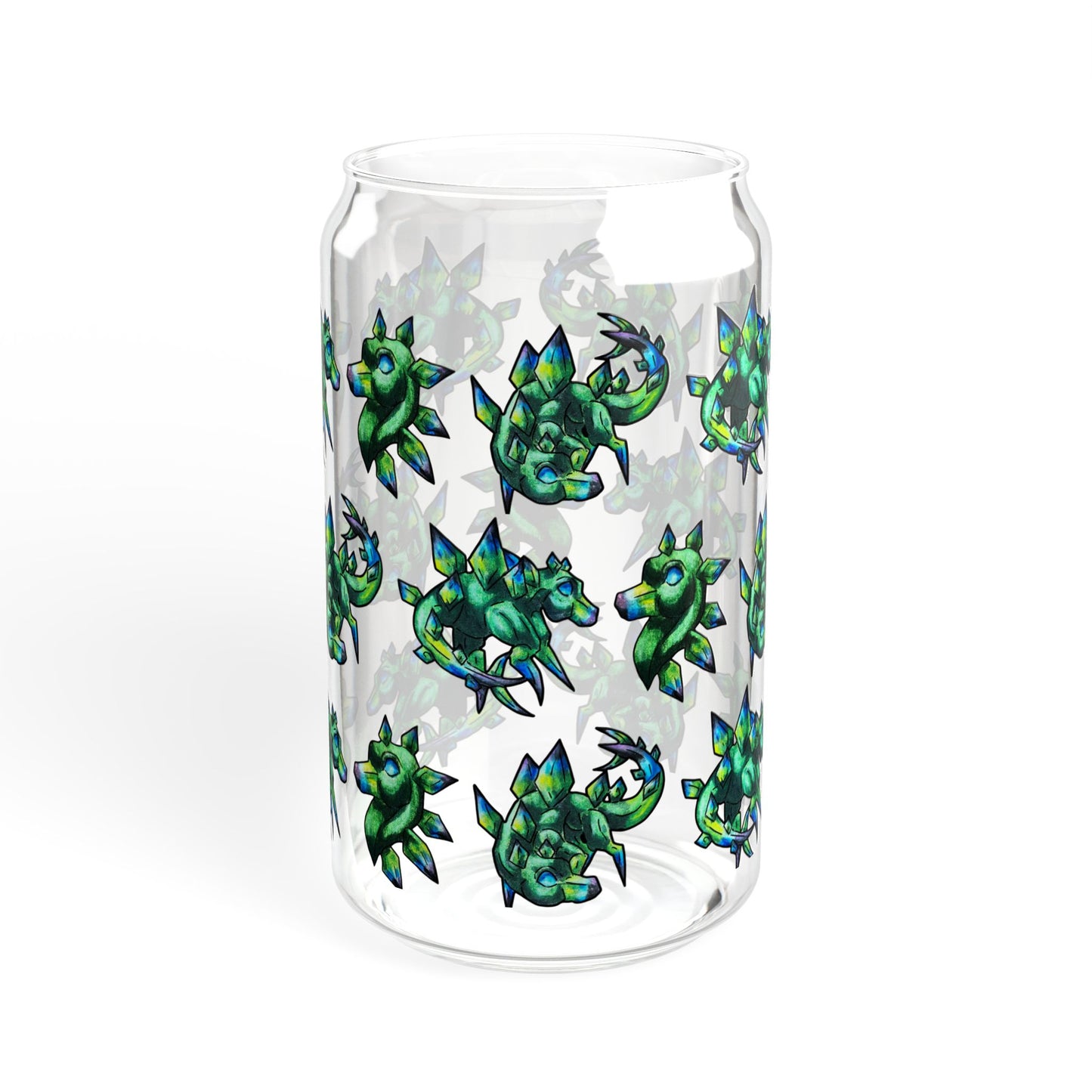 Chibi Arith the Stegosaurus Pattern- Chibi Dinosaur Art- Prehistoric Creature- Glass Tumbler 16oz