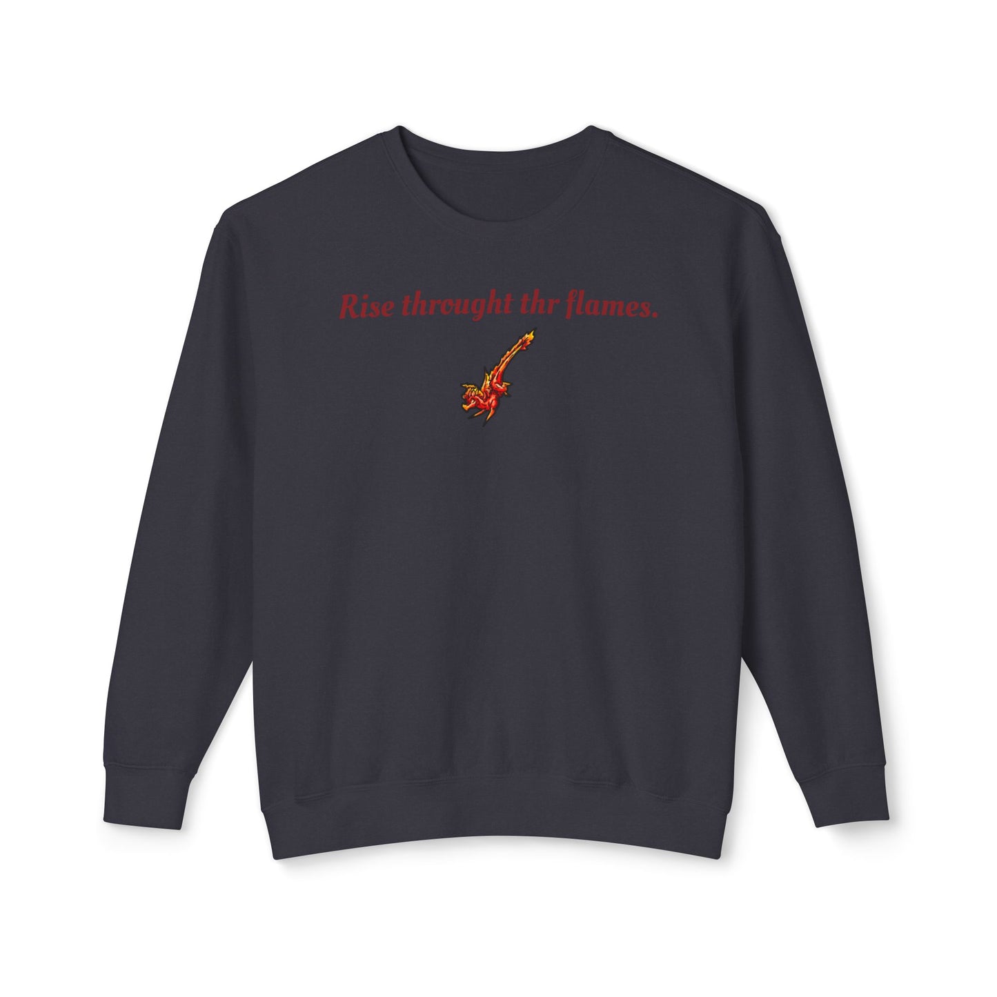 Chibi Fire Dragon- Rise- Elemental- Fantasy Dragon- Crewneck
