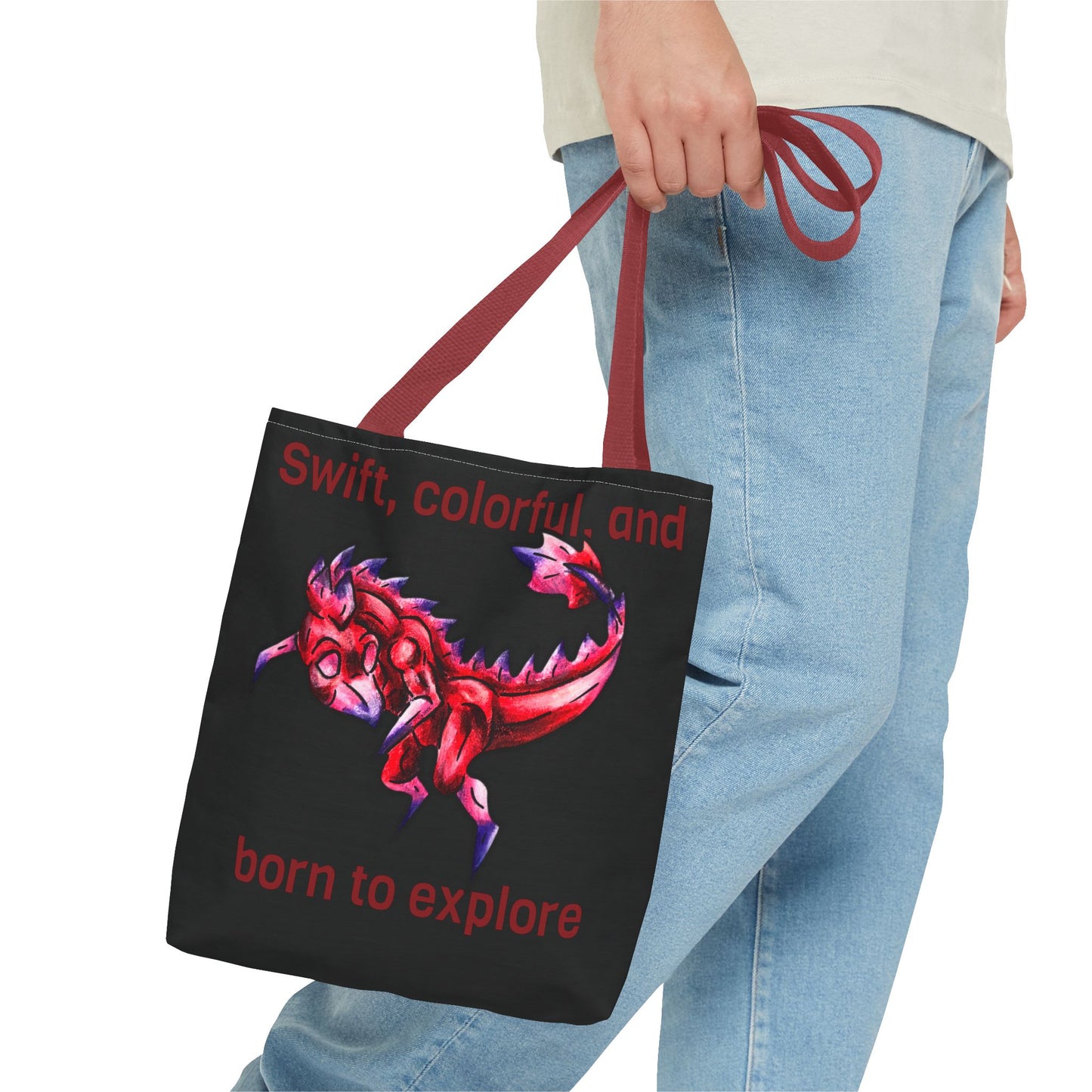 Chibi Mehr the Garudimimus- Feathered Dino- Prehistoric Dinosaur- Two-toned Tote Bag