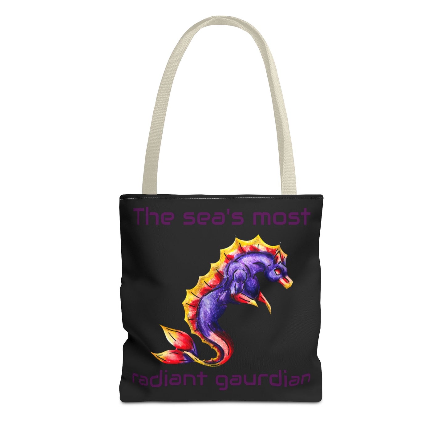 Chibi Sunset Hippocampus- Vibrant Ocean Fantasy Art- Marine Fantasy Illustration- Fantasy Ocean Art- Double-sided Tote Bag