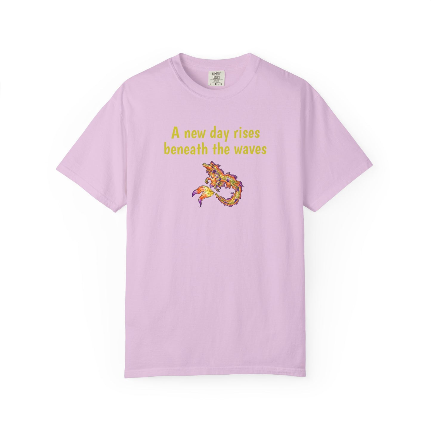 Sunrise Hippocampus – New Day- Golden Ocean Fantasy Art – Warm Fantasy Sea Creature Art- T-Shirt