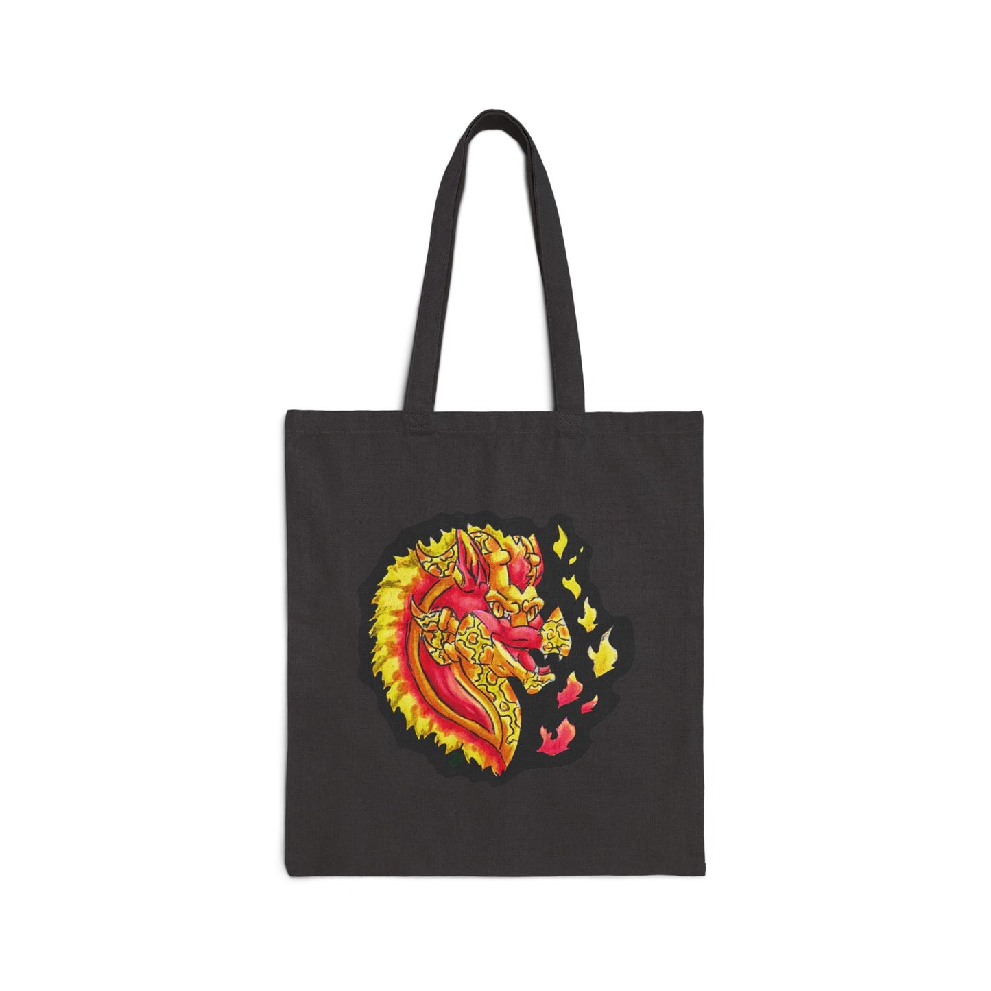 Fire Dragon Heads Cotton Canvas Tote Bag