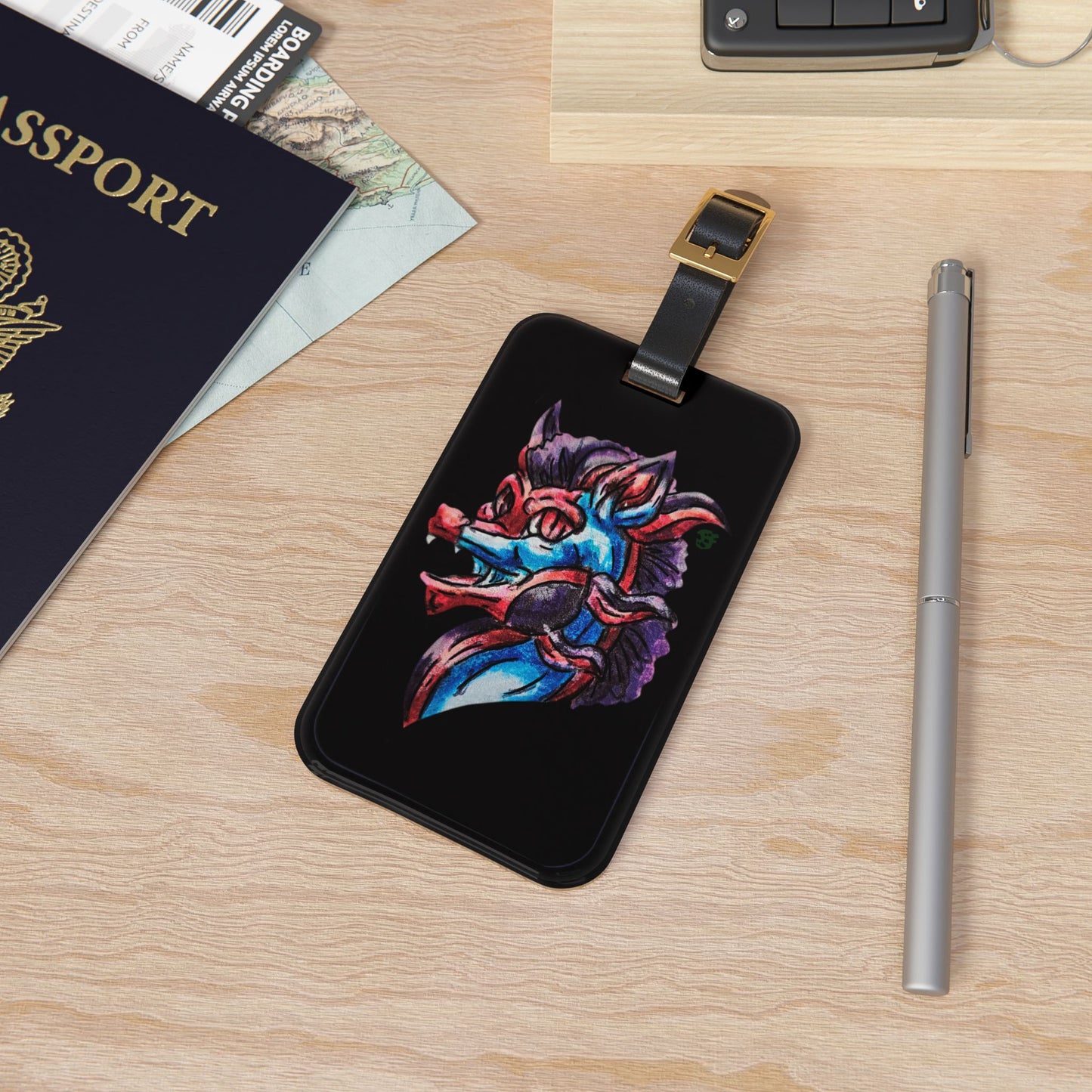 Cutesy January Dragon Head Luggage Tag