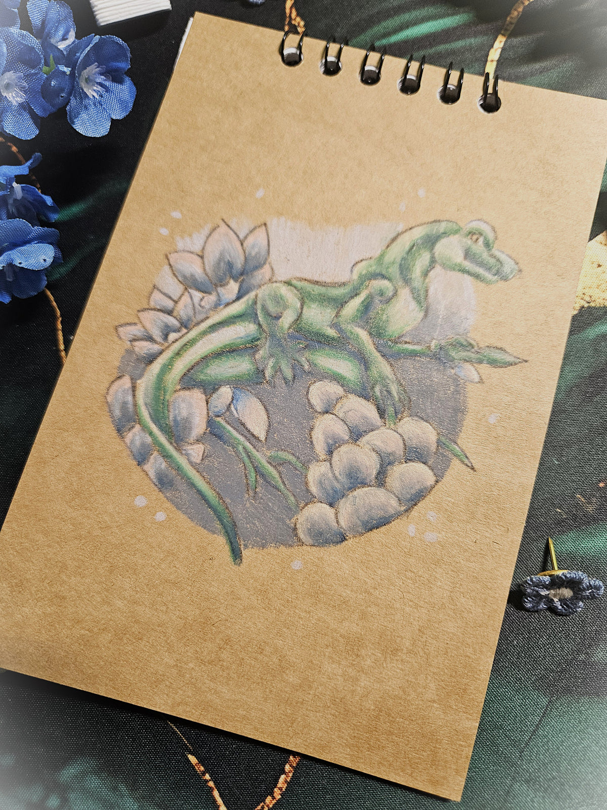Small Handmade Sketchbook- Notebooks-Pocketbooks- Lizard