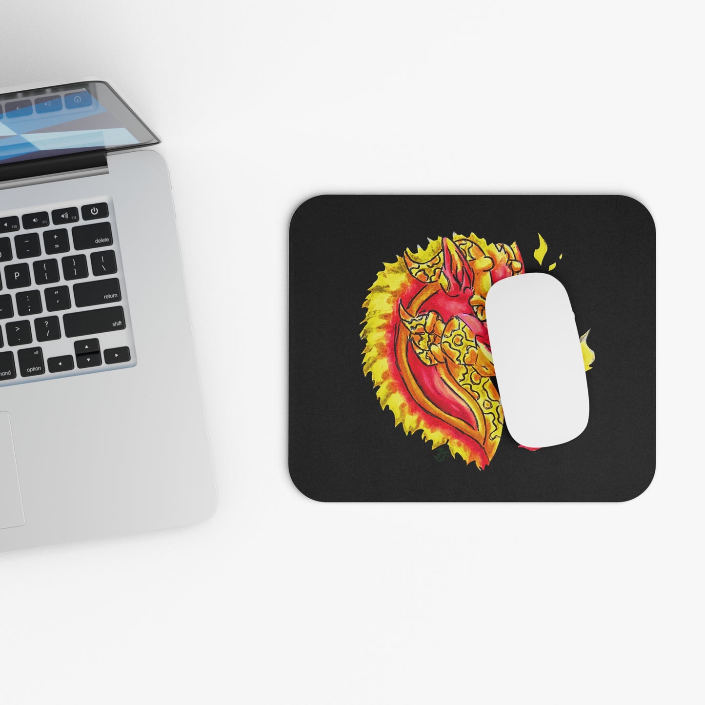 Cutesy Fire Dragon Head Mouse Pad (Rectangle)