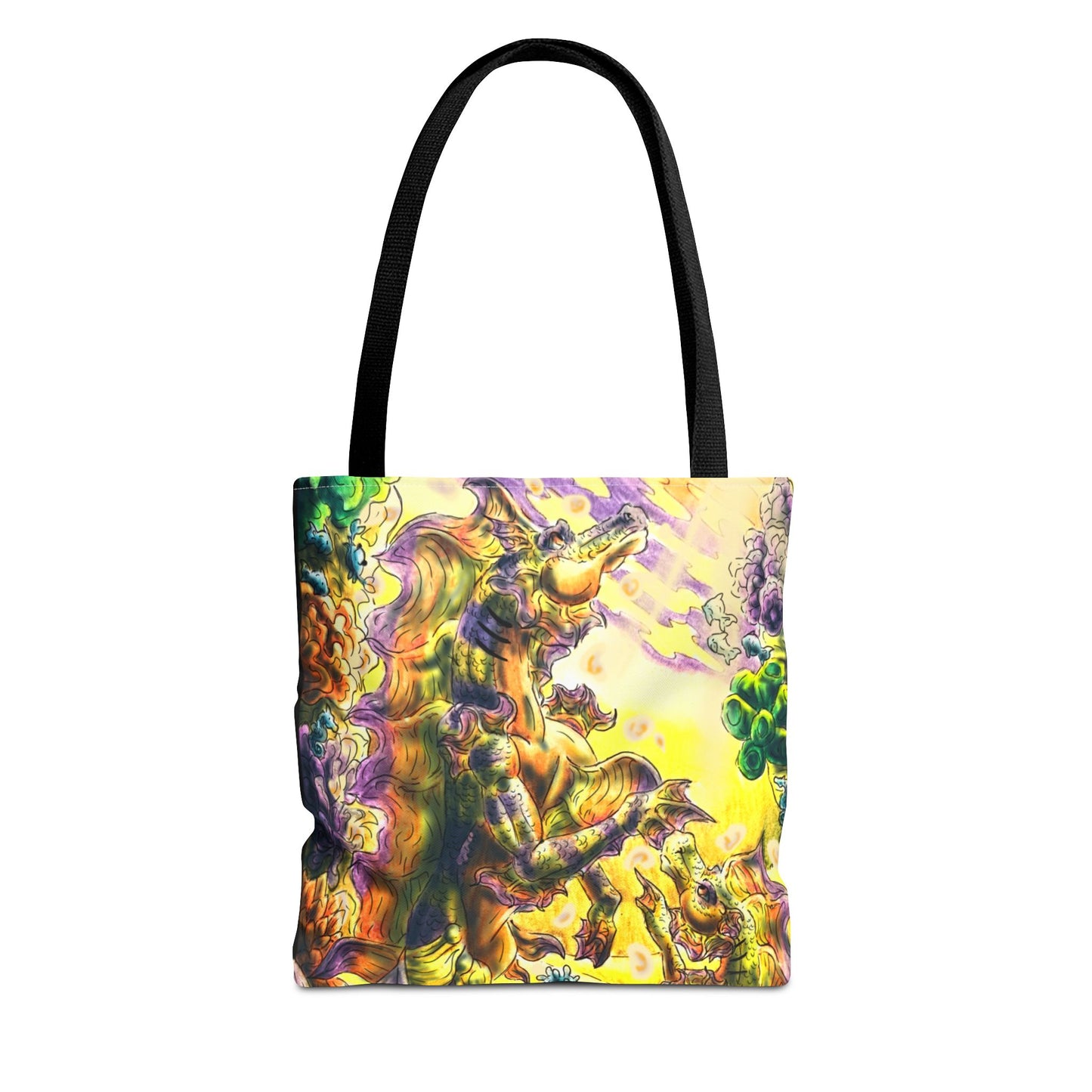 Sunrise Hippocampus – Golden Ocean Fantasy Art – Warm Fantasy Sea Creature Art-Double-Sided Tote Bag