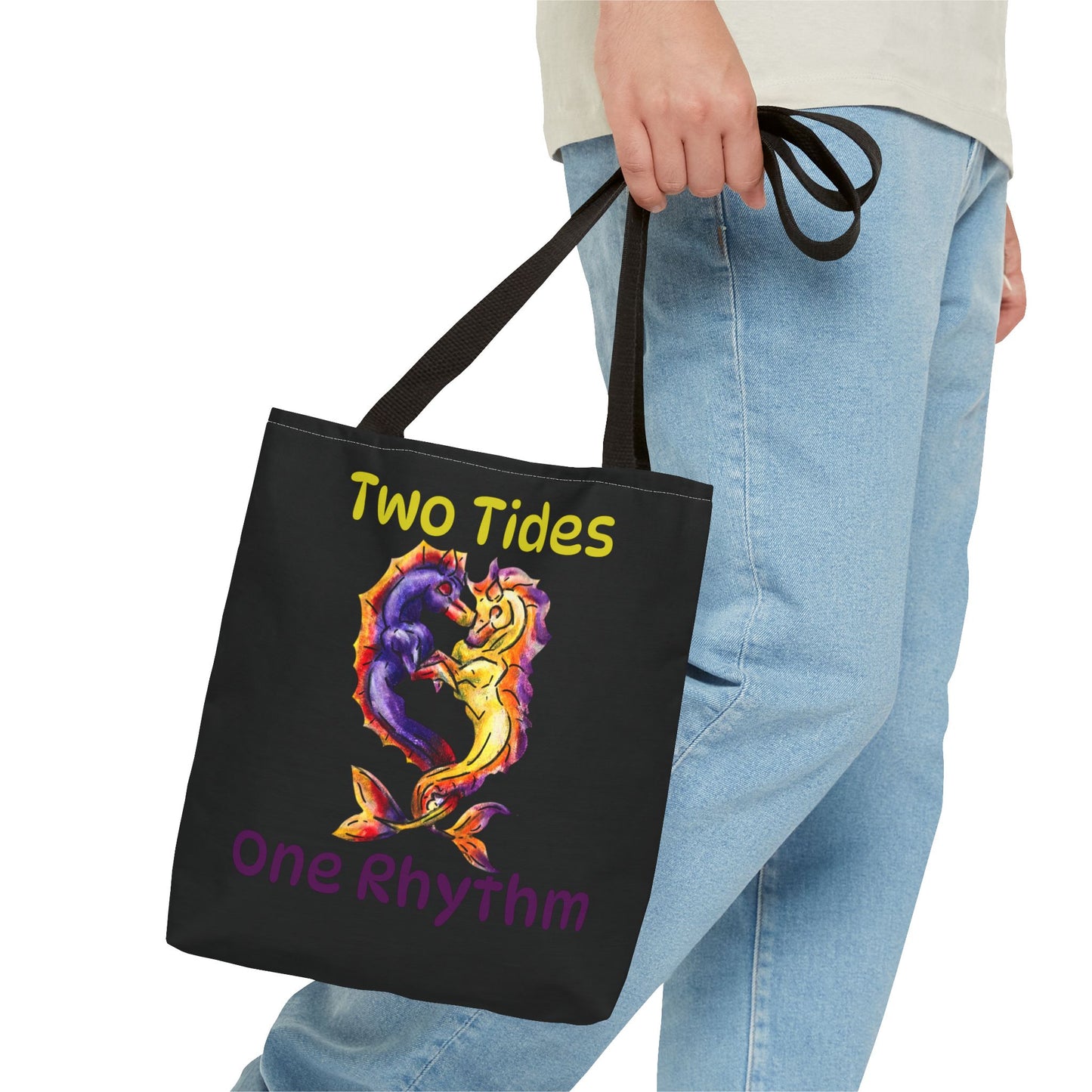 Chibi Dual Hippocampus – Dual Ocean Fantasy Art – Hippocampus Pair- Double-sided Tote Bag
