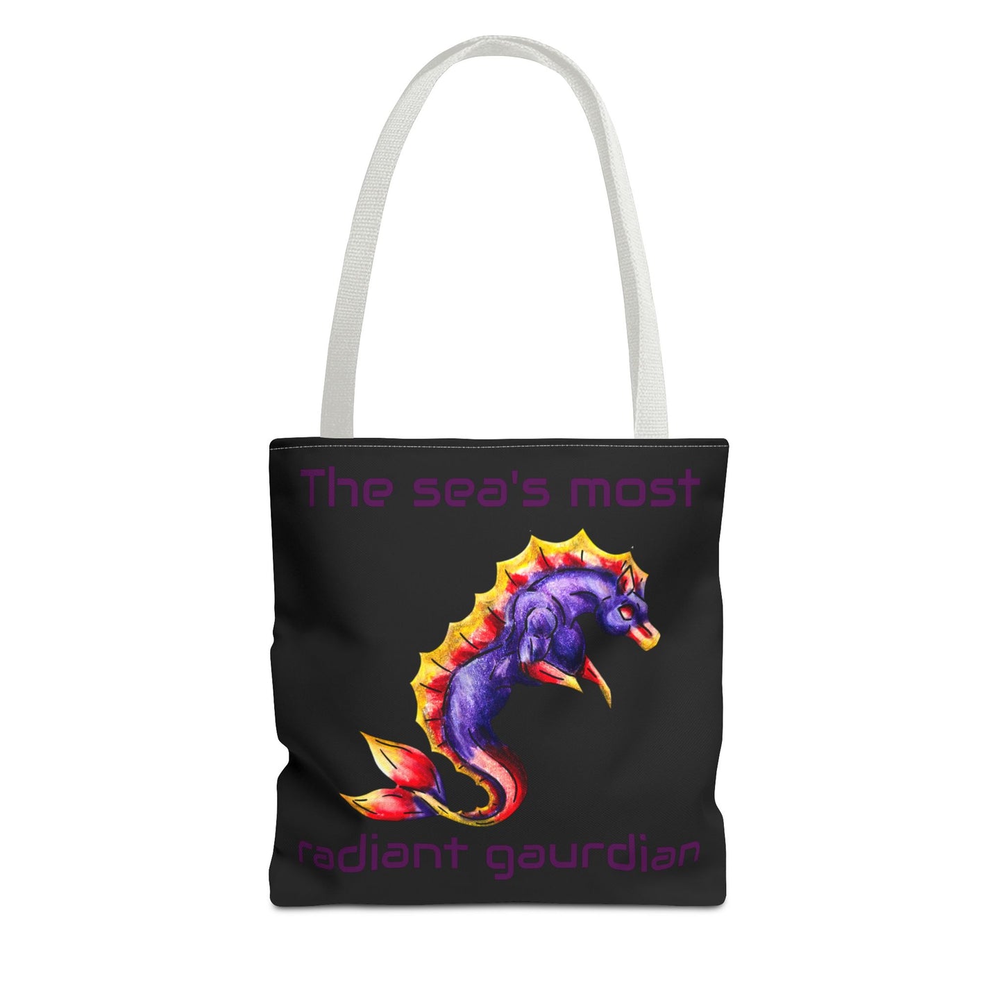 Chibi Sunset Hippocampus- Vibrant Ocean Fantasy Art- Marine Fantasy Illustration- Fantasy Ocean Art- Double-sided Tote Bag
