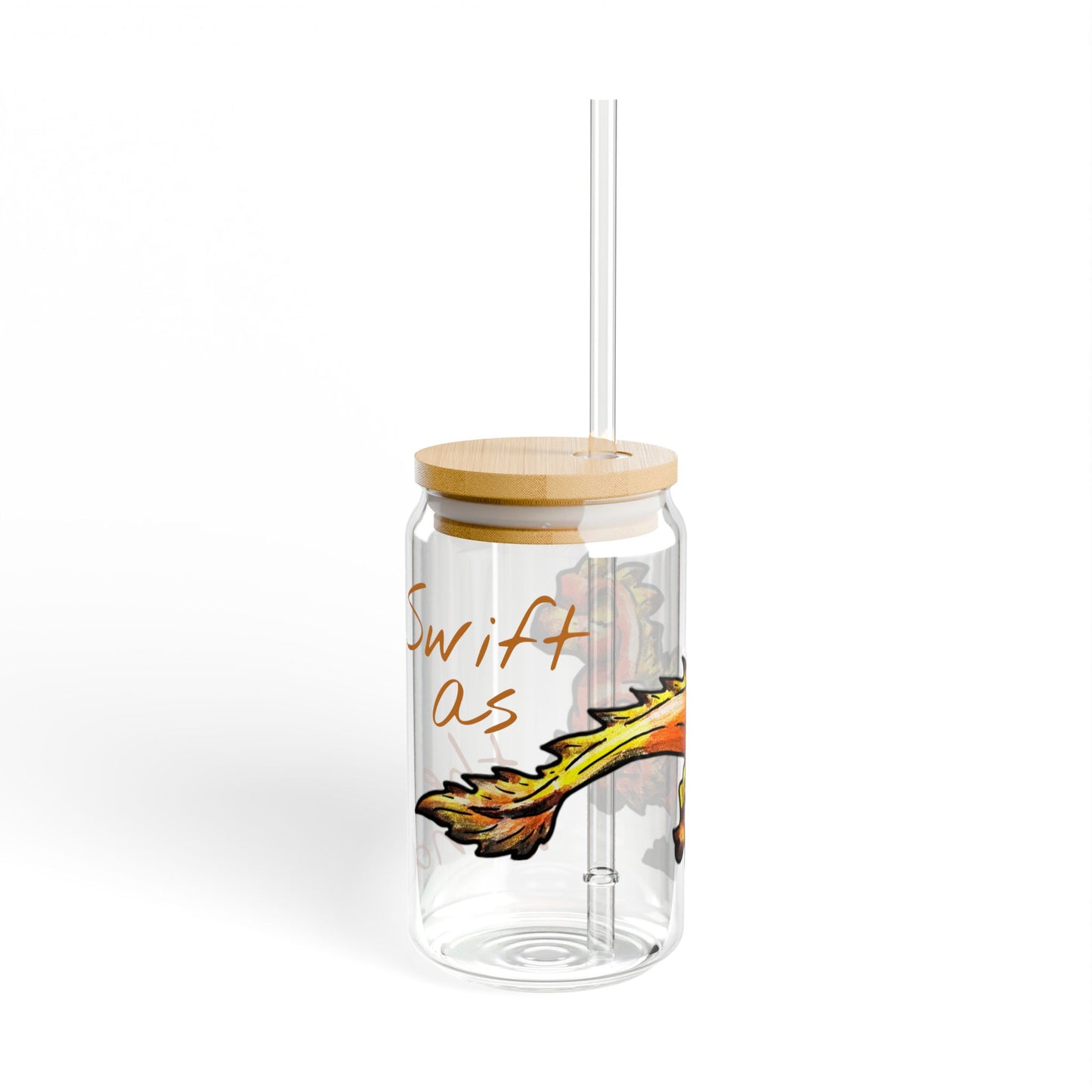 Chibi Caena the Raptor- Swift- Dinosaur art- Prehistoric- Glass Tumbler 16oz