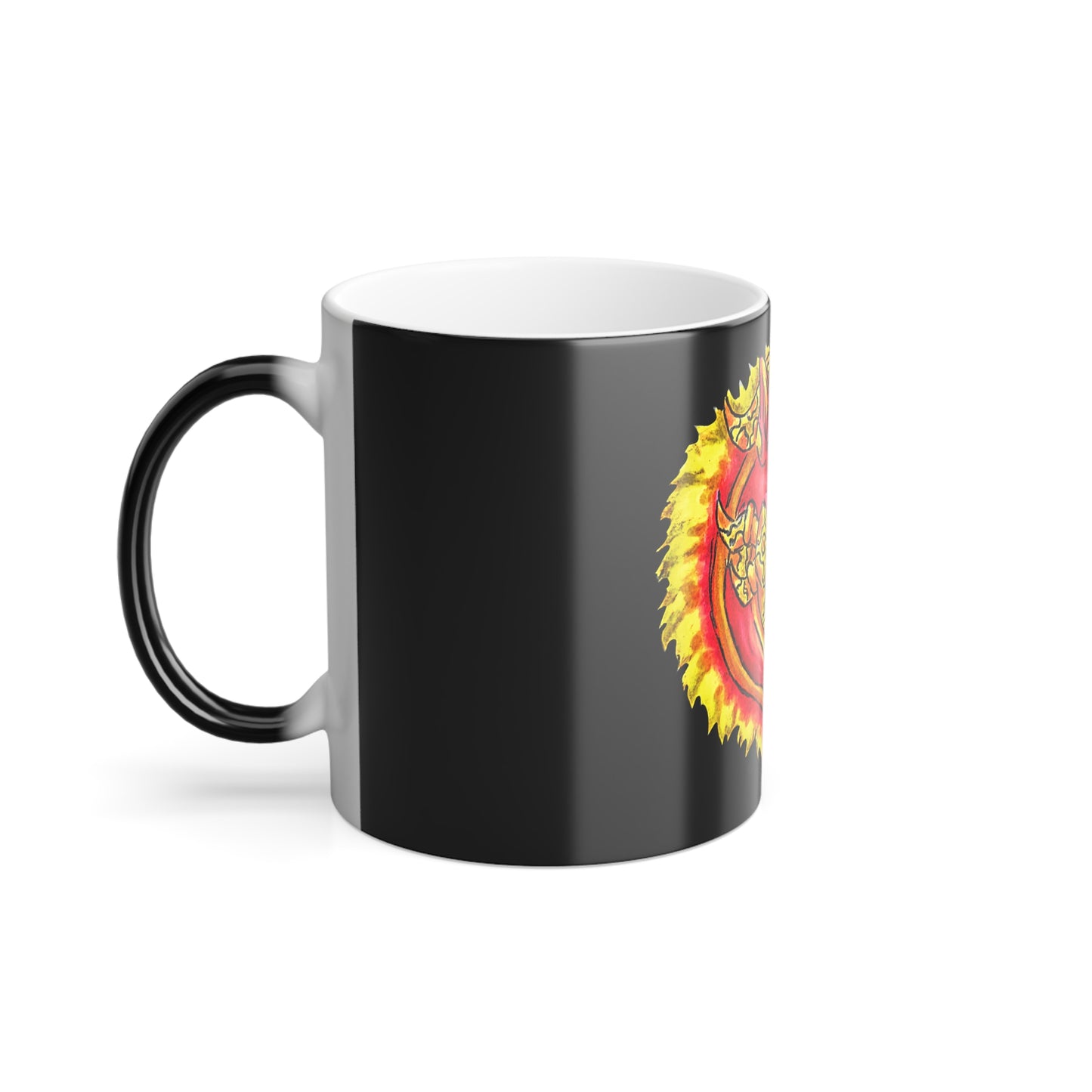 Cutesy Fire Dragon Head Color Morphing Mug, 11oz