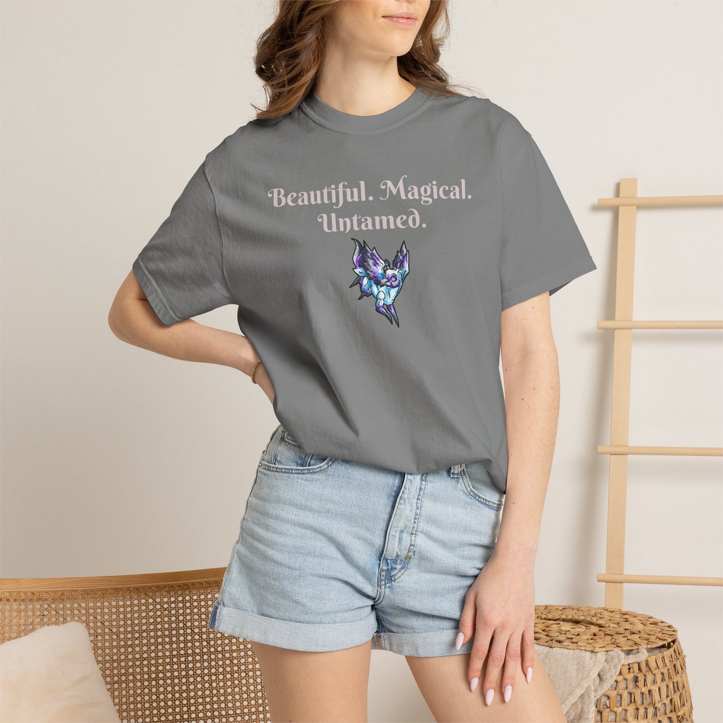 Chib Seleste the Peryton- Untamed- Fantasy Creature- White Deer Bird- T-shirt