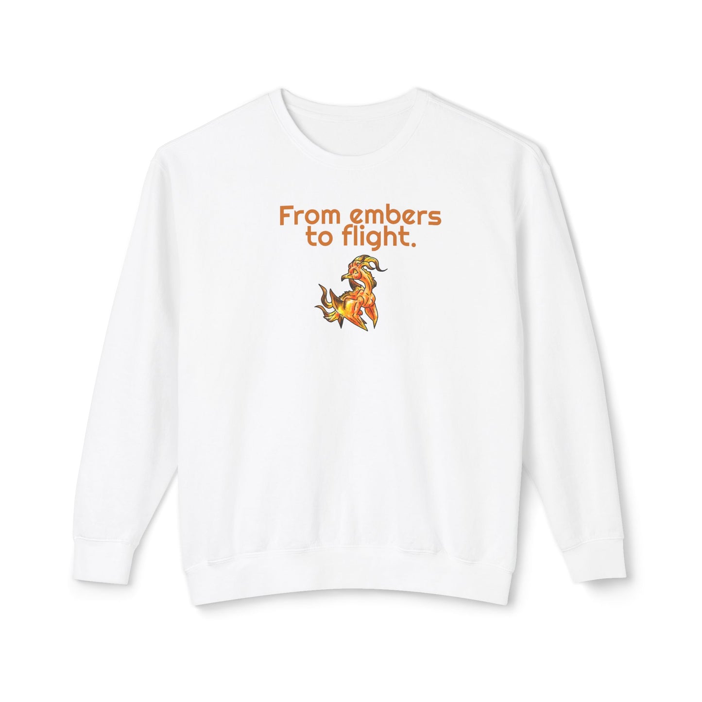 Chibi Cayene the Pheonix- Embers- Fantasy Bird Illustration- Majestic Phoenix- Crewneck