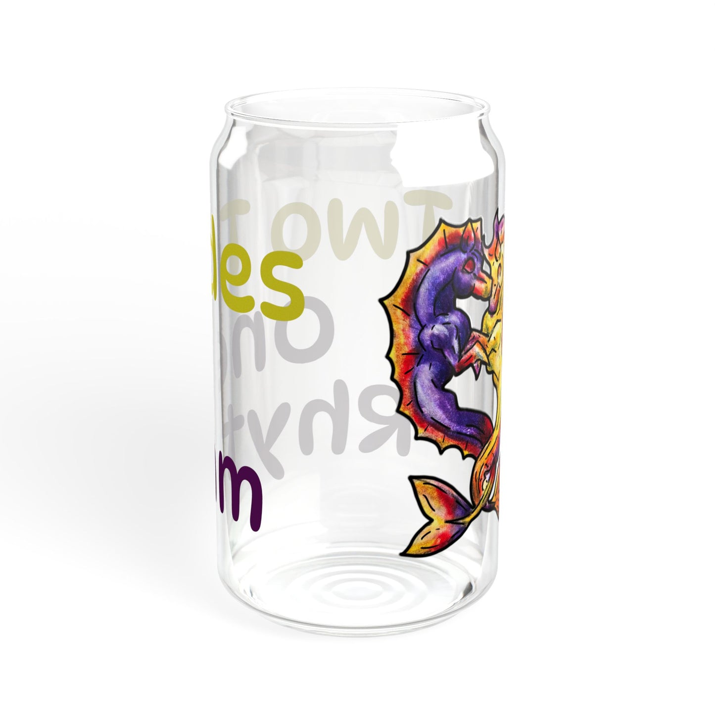 Dual Hippocampus – Two Rhythms- Dual Ocean Fantasy Art – Hippocampus Pair- Glass Tumbler 16oz