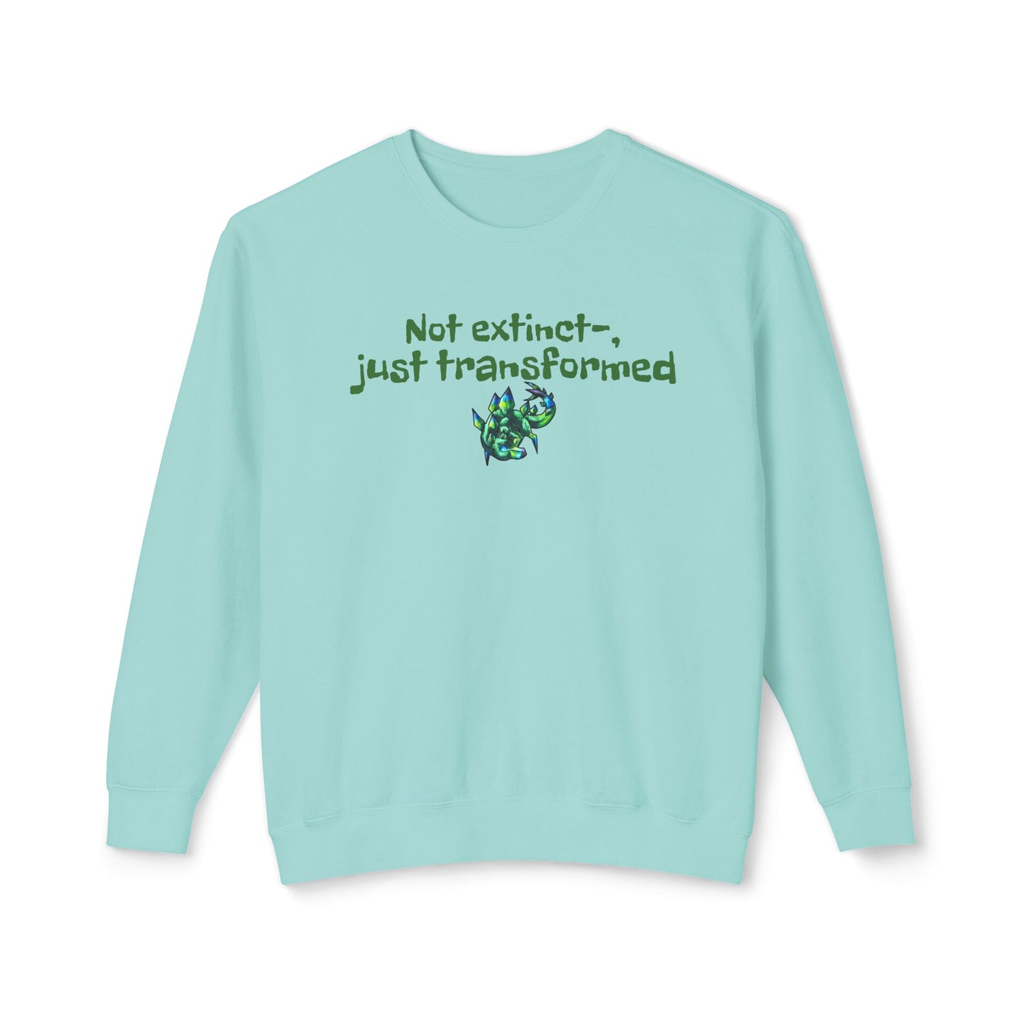 Chibi Arith the Stegosaurus-Not extinct, transformed- Chibi Dinosaur Art- Prehistoric Creature - Unisex Crewneck