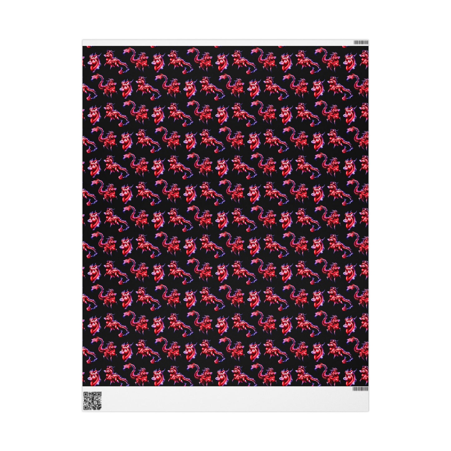Chibi Myer the Kirin Pattern - Mythical Creature Decor –Red Kirin Lover Gift Pattern Gift Wrap Sheets