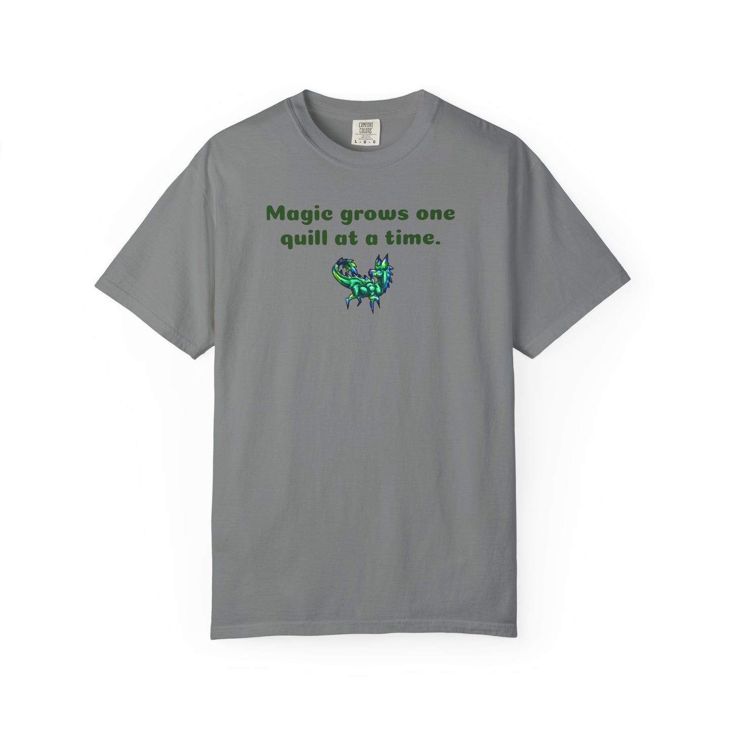 Chibi Arlathia the Hedgehog- Magic Quill- Green Creature Drawing - Cute Animal Illustration- T-shirt
