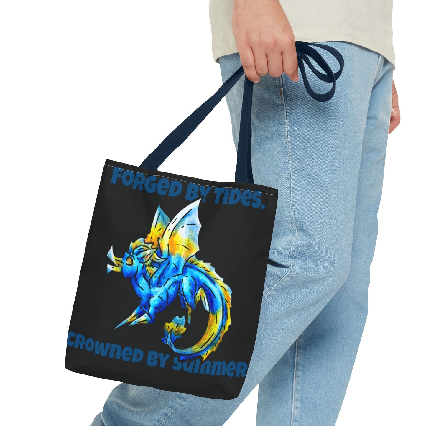 Chibi Summer Dragon- Summer Fantasy- Sunlit Tide Dragon- Double-Sided Tote Bag