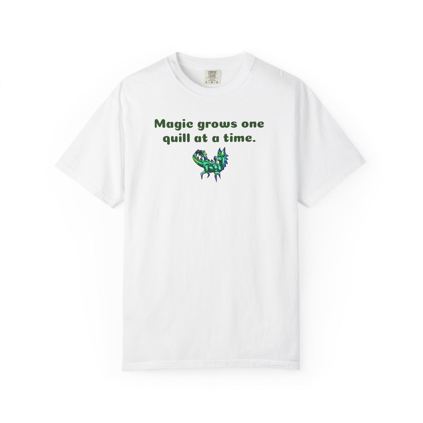 Chibi Arlathia the Hedgehog- Magic Quill- Green Creature Drawing - Cute Animal Illustration- T-shirt