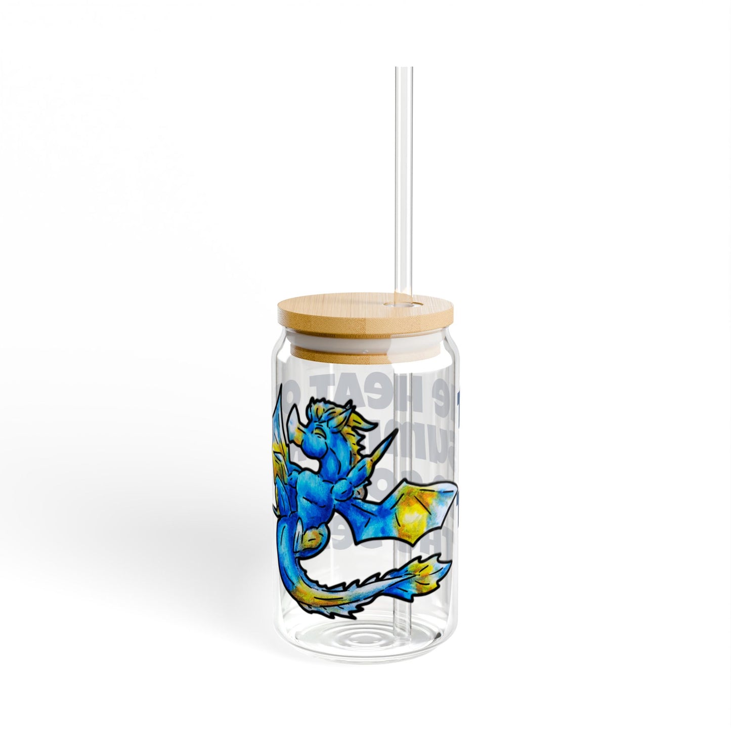 Chibi Summer Dragon- Heat & Soul- Summer Fantasy- Sunlit Tide Dragon- Glass Tumbler 16oz