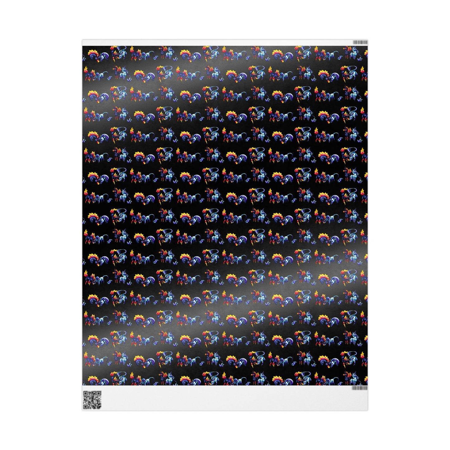 Chibi Dream and Nightmare Unicorn- Pattern- Celestial Nightmare- Duality– Light and Dark Fantasy- Wrapping Paper