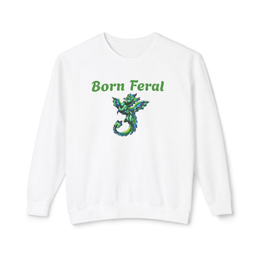 Arlith- Emerald Chibi Dragon – Aggressive Green Fantasy Chibi Dragon– Born Feral Crewneck – Mythical Creature– Dragon Lover Gift Unisex Crewneck
