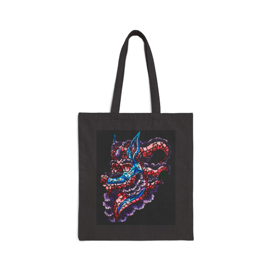 January Dragon Heads Cotton Canvas Tote Bag